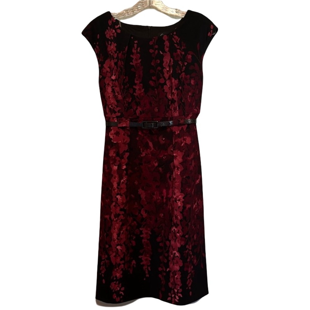 Connected Apparel rose and black sheath cocktail dress